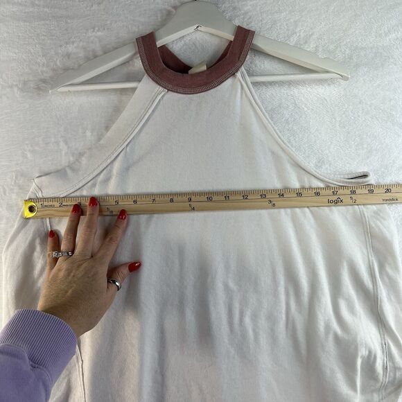 We The Free People Small Twin Peaks Tank Top White Anthropologie Raw Edge Relax - Picture 10 of 12